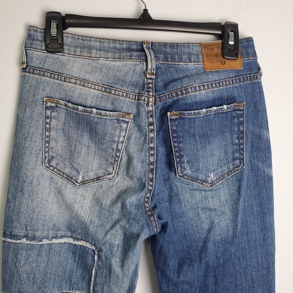 True Religion Stovepipe Deconstructed Patchwork Jeans Size 27 - Picture 7 of 9